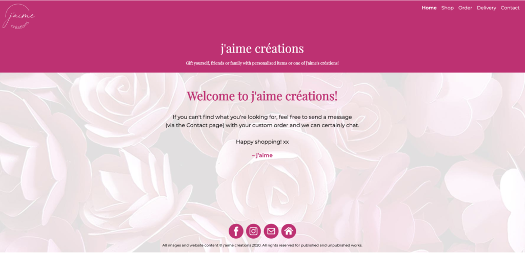 J'aime Creations website screenshot